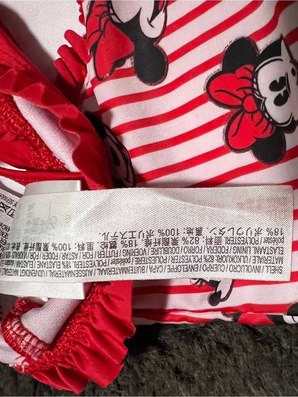 Disney Minnie Mouse Striped One-Piece Kids Swim Size 4